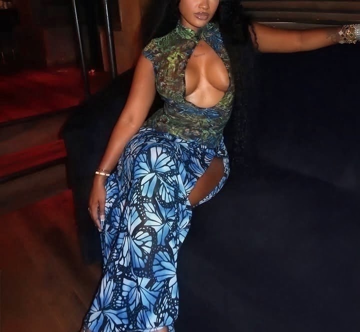 Tuch`e Mandarian Keyhole collar Drop Waist Print Maxi Dress