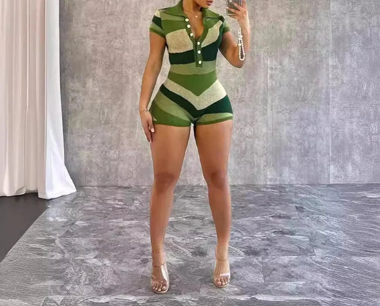 Eat Your Greens Knitted Shorts Romper Jumpsuit