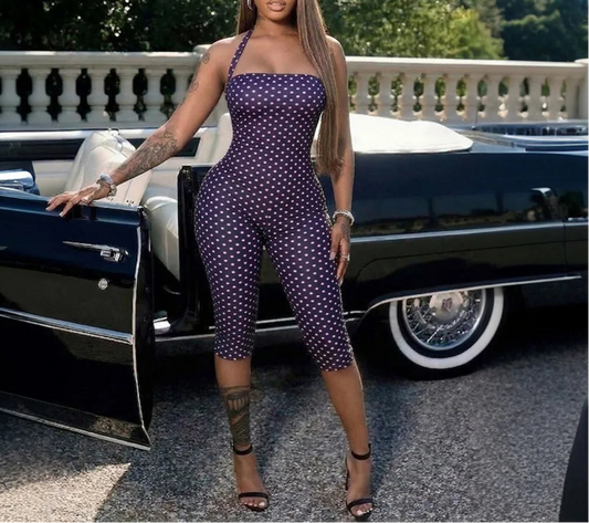 Jetset Polka Dot Halter Capri Romper