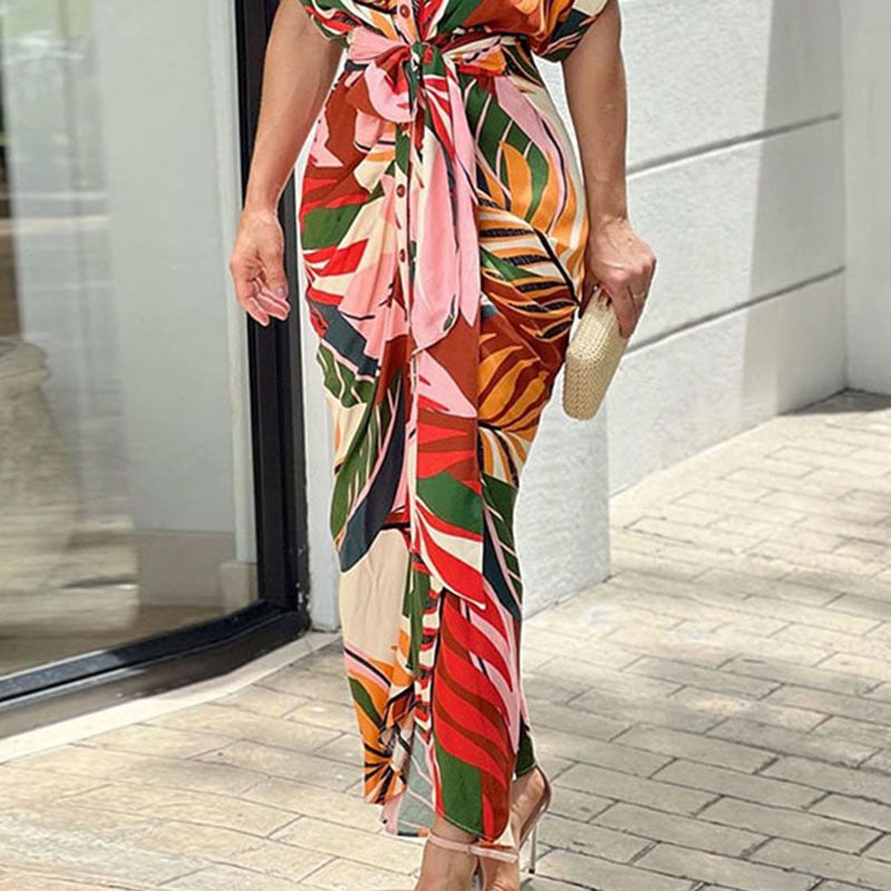 Wild Flower Kimono Wrap Maxi Dress