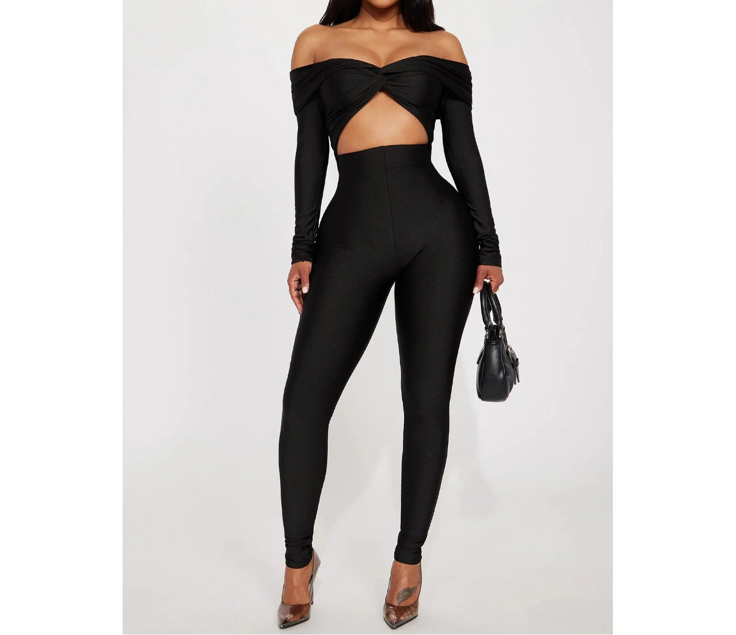 Hold The Door Off Shoulder Cut Out Jumpsuit