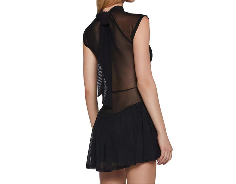 Little Miss Perfect Lace Up Pleated Mini Skater Dress