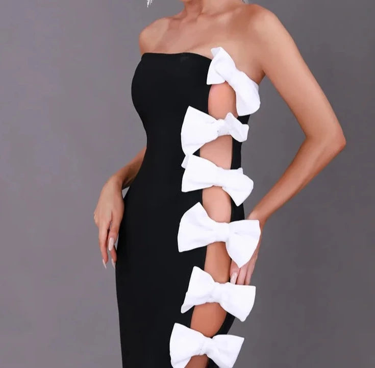 Surprise Guest Cut-Out Bow Tie Dress