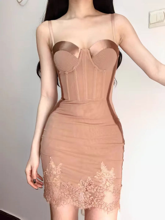 Raise the Bar Satin Trim Corset Dress