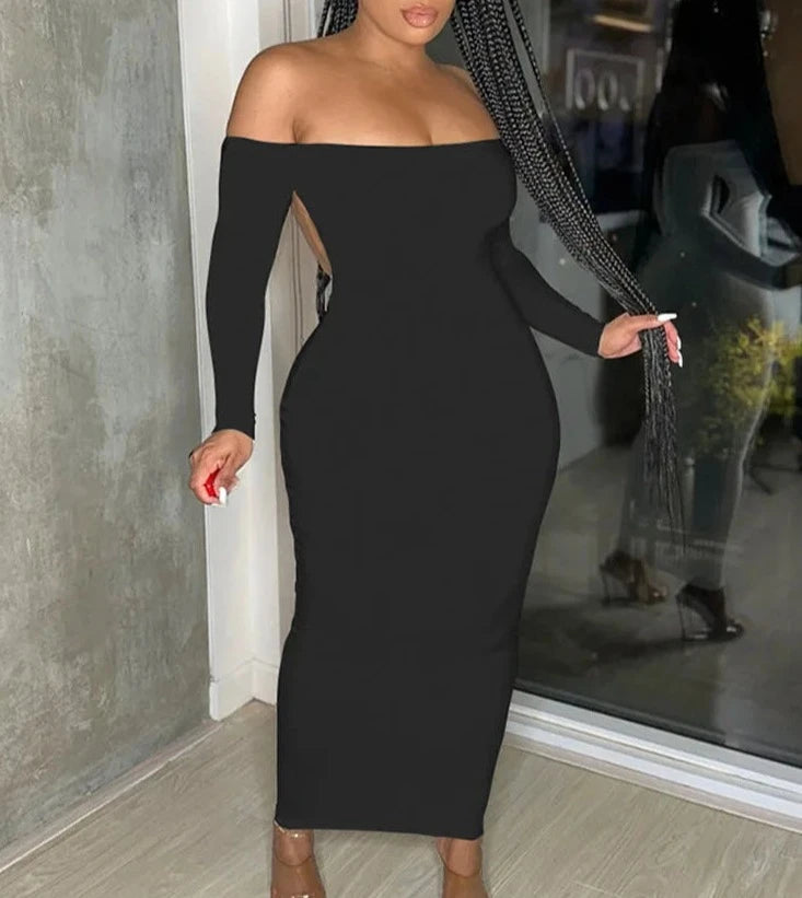 Always Backing Out Off The Shoulder Maxi Dress