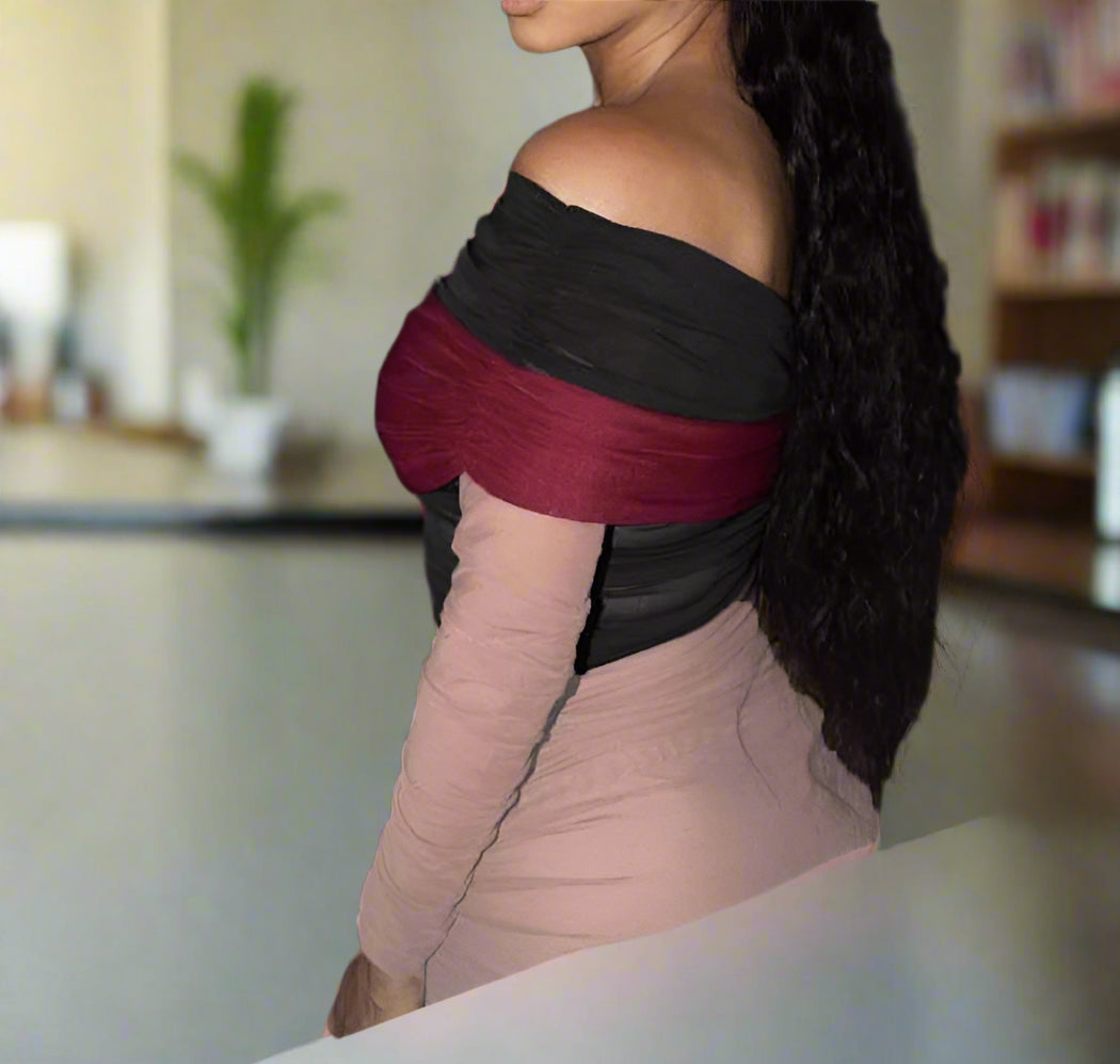 Something to Celebrate Ruched Inclined Shoulder Mi Dress