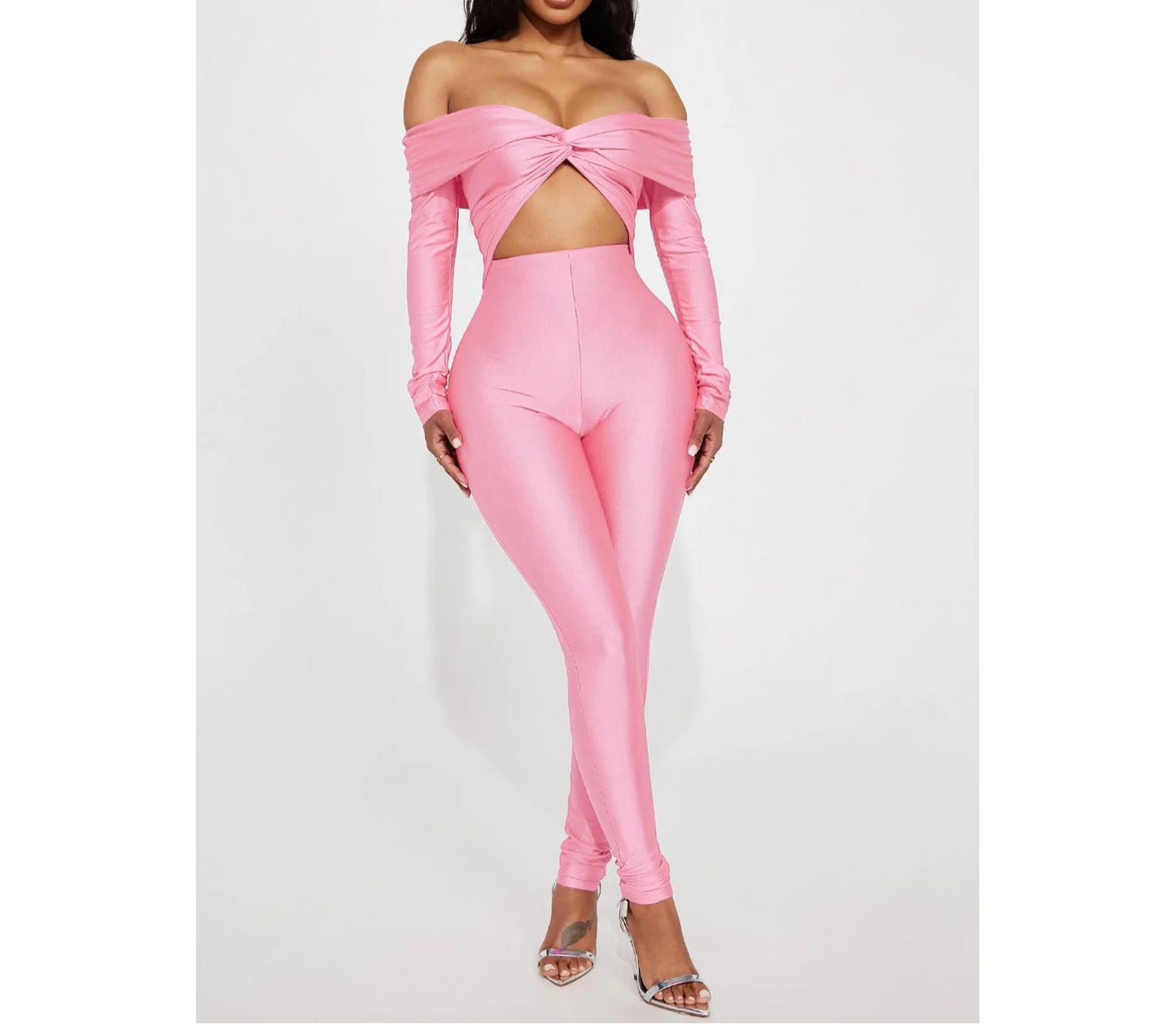 Hold The Door Off Shoulder Cut Out Jumpsuit