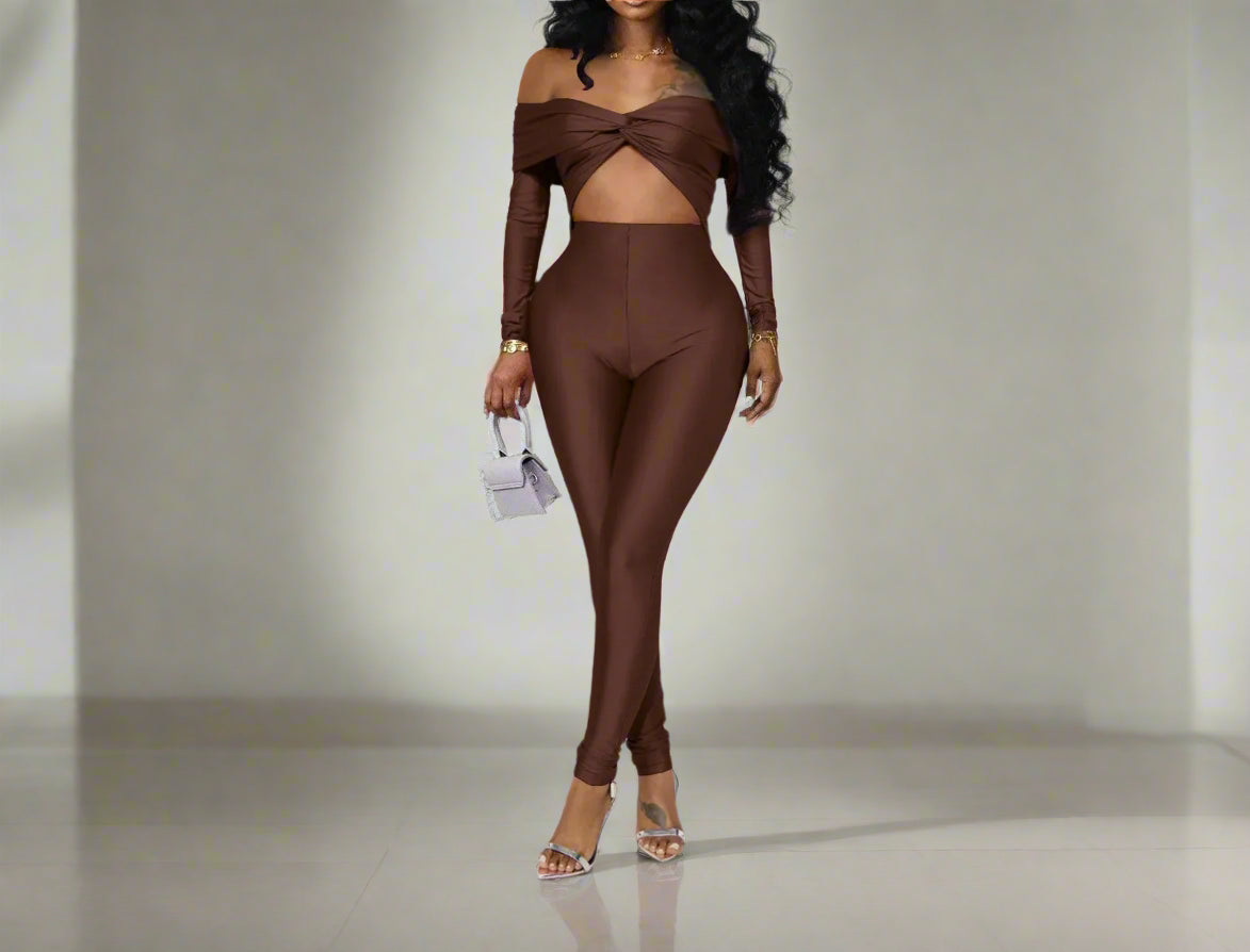 Hold The Door Off Shoulder Cut Out Jumpsuit