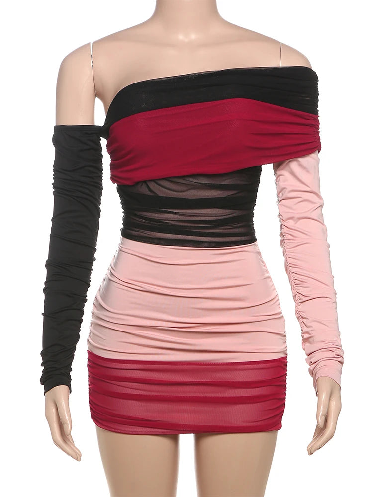 Something to Celebrate Ruched Inclined Shoulder Mi Dress