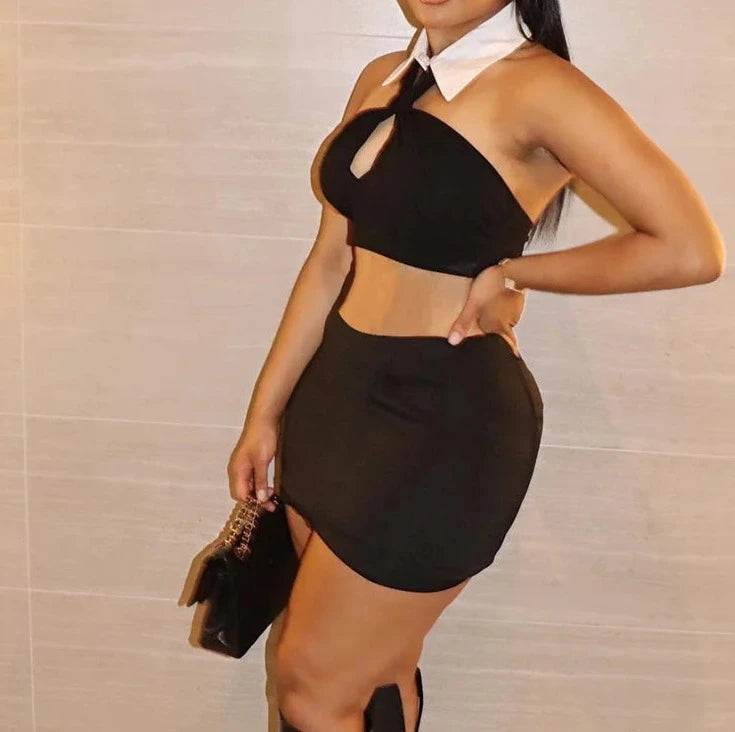Little Miss Fit Halter Skirt Set