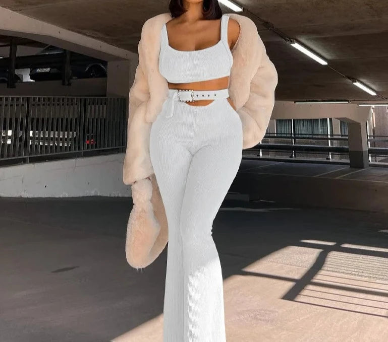 Perfectly Aligned Cut-Out Flare Pants Set