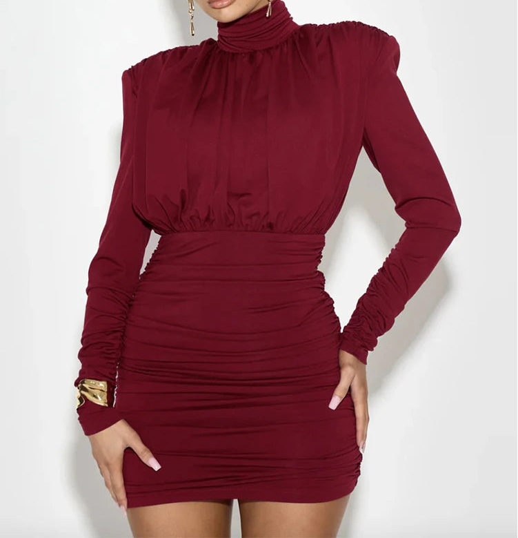 To Whom it May Concern Ruched Turtleneck Dress