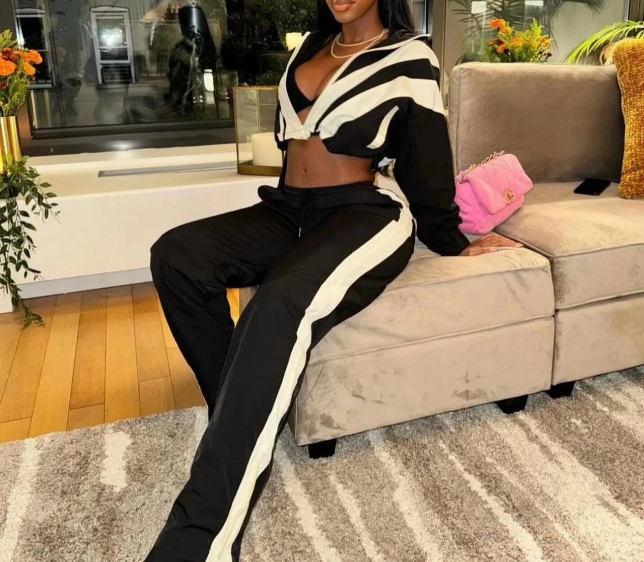 Ms. Motivated Mindset Drawstring Crop Athleisure Set