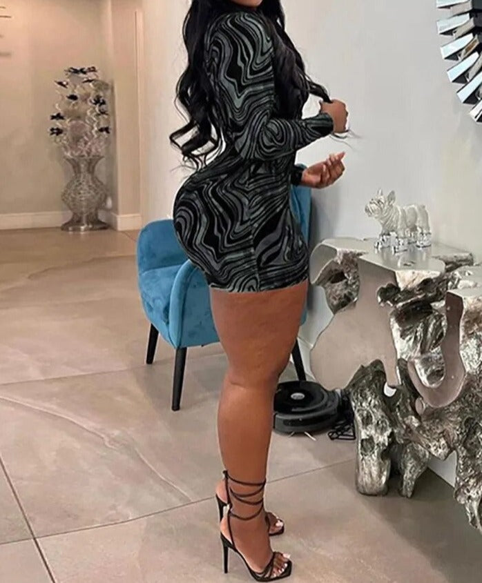 Keyhole Long Sleeve Mini Dress