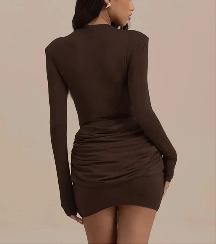 Fit for a Queen Draped Bottom Long Sleeve Mini Dress