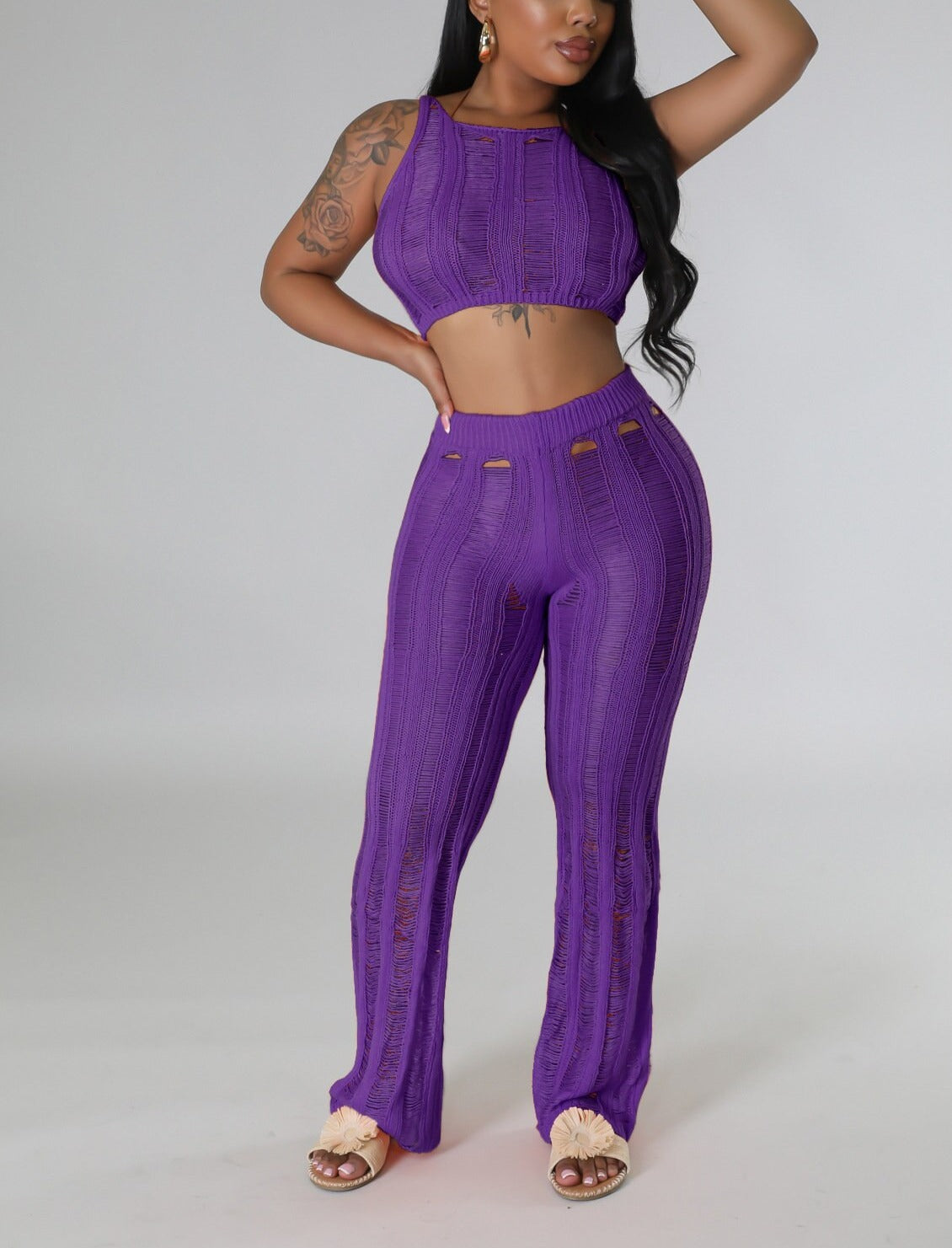 No Worries Knitted Pants Set