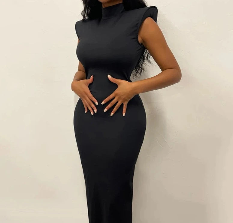 All Nighter Raised Shoulder Cut-Out Back Maxi Dress