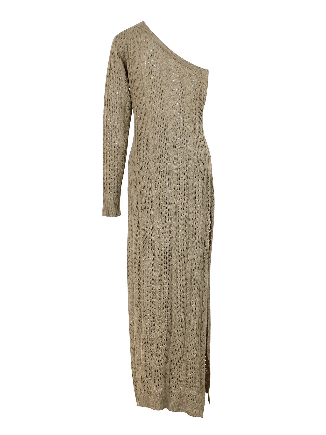 Take Notice One Sleeve Long Knitted Dress