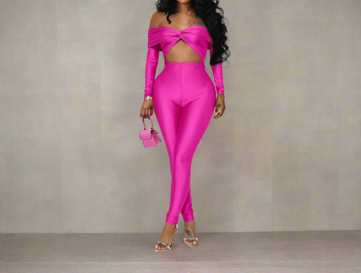 Hold The Door Off Shoulder Cut Out Jumpsuit