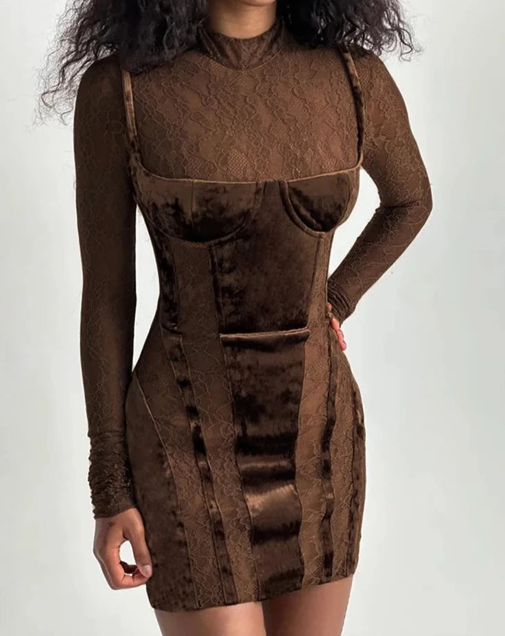 Brown Sugar Velvet Mini Dress