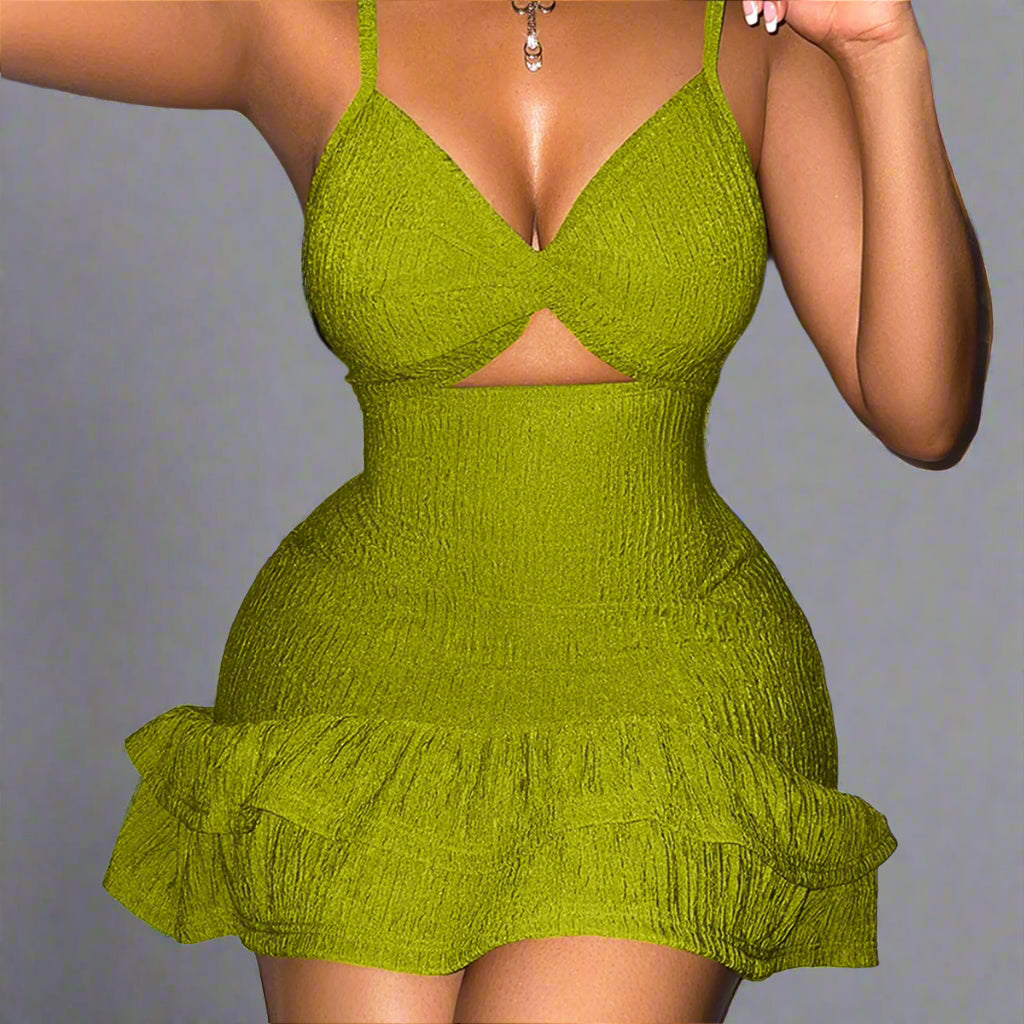 Lovergirl Tie Back Cut-Out Ruffle Dress