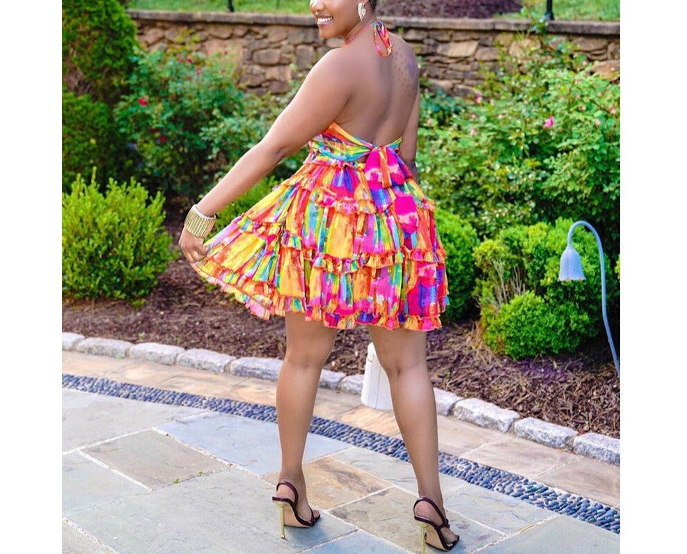 Melanin Sun-Dripped (Boho) Halter Dress