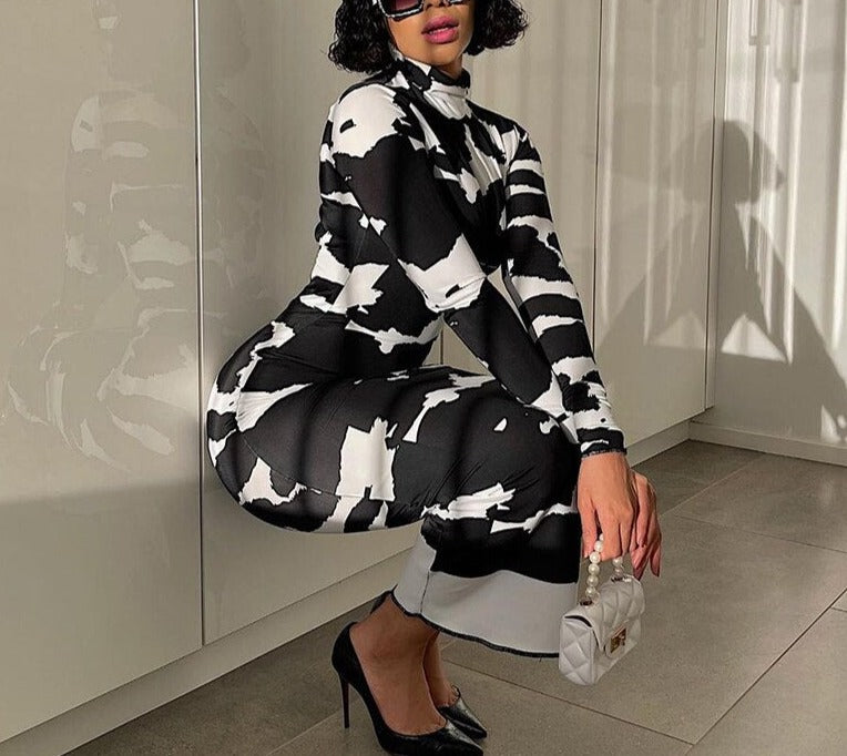 Rich Auntie Long Sleeve Turtleneck Dress