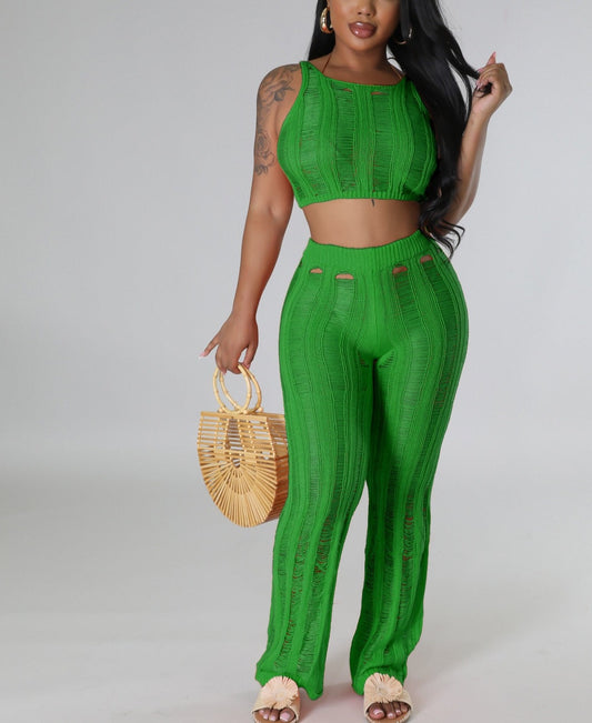 No Worries Knitted Pants Set