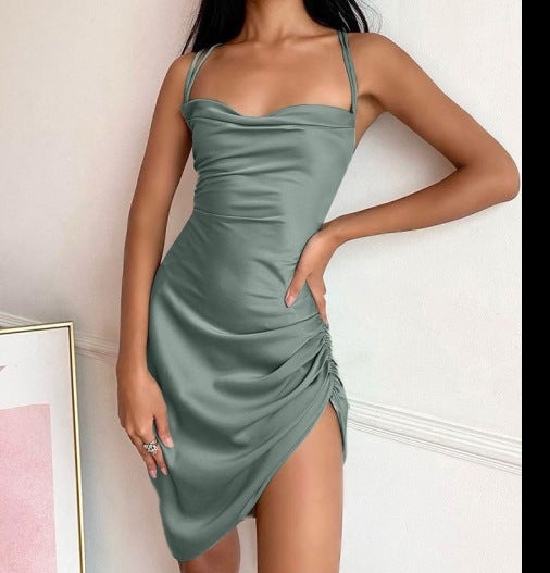One Up Rouched Satin Dress