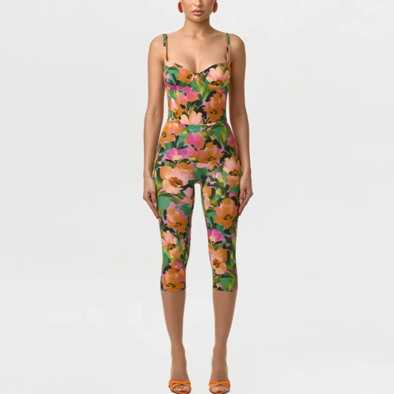 Vintage Floral Bodysuit + Capri Pants Combo
