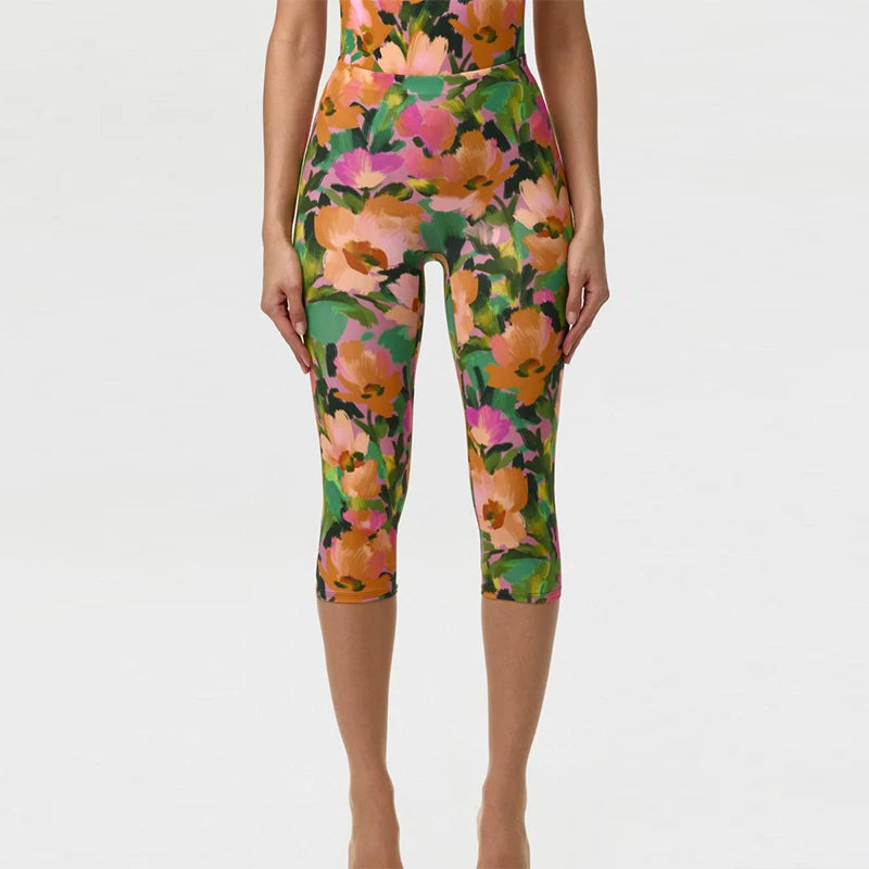 Vintage Floral Bodysuit + Capri Pants Combo