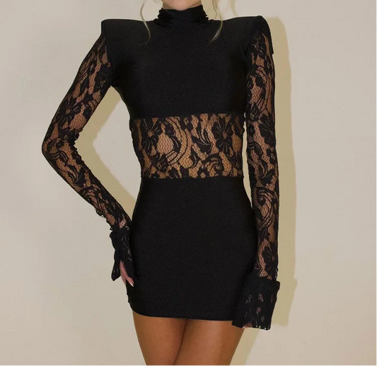 Candlelight Conversations High Neck Lace Dress