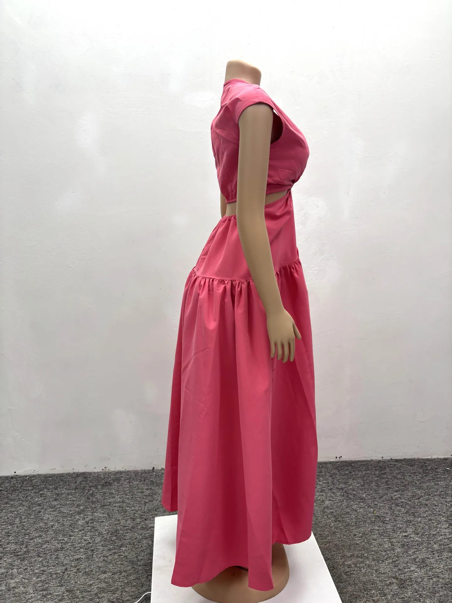 Carried Away Gathered Waist Cut Out Maxi Dress