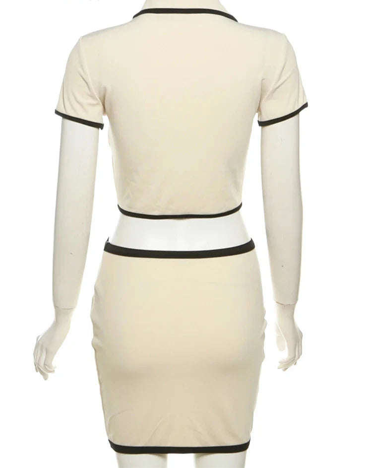 Forever Young Ribbed Polo Mini Skirt Combo