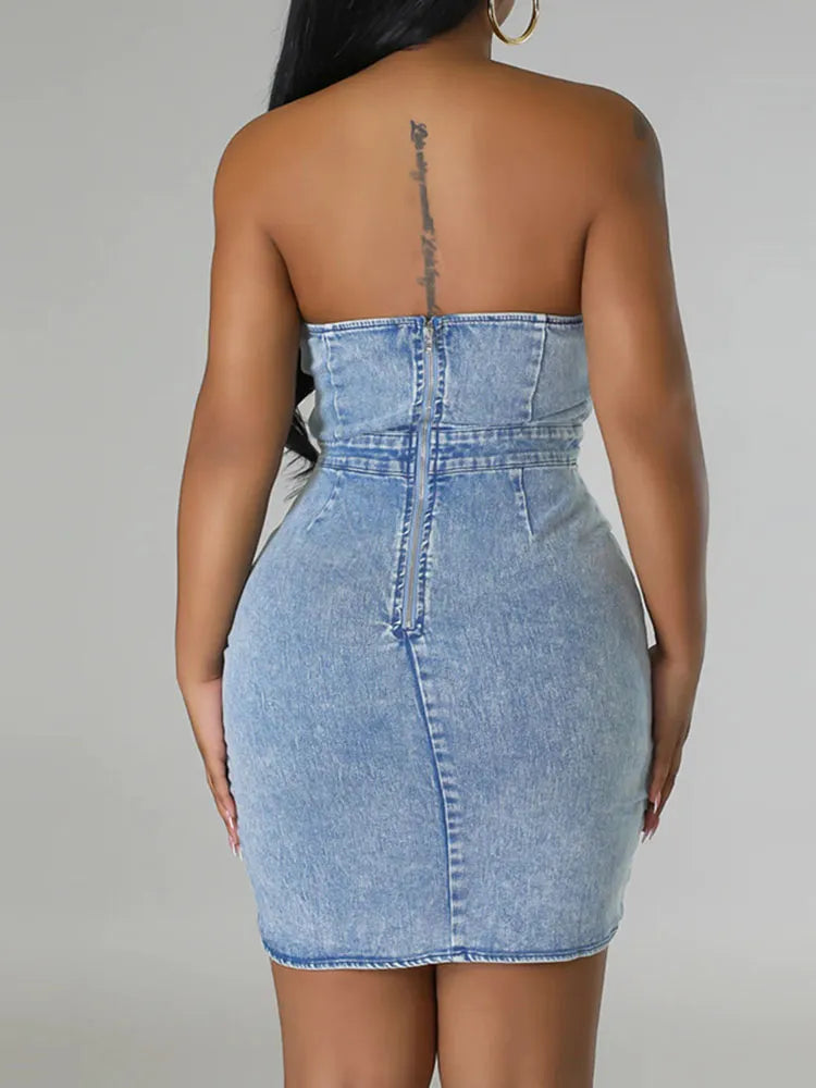 Crush Denim Wrap Dress