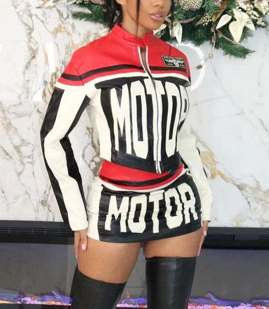 Motor Sport Jacket Skirt Set