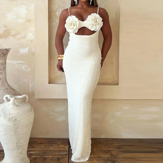 Sweet Magnolia 3D Floral Cut Out Maxi Dress