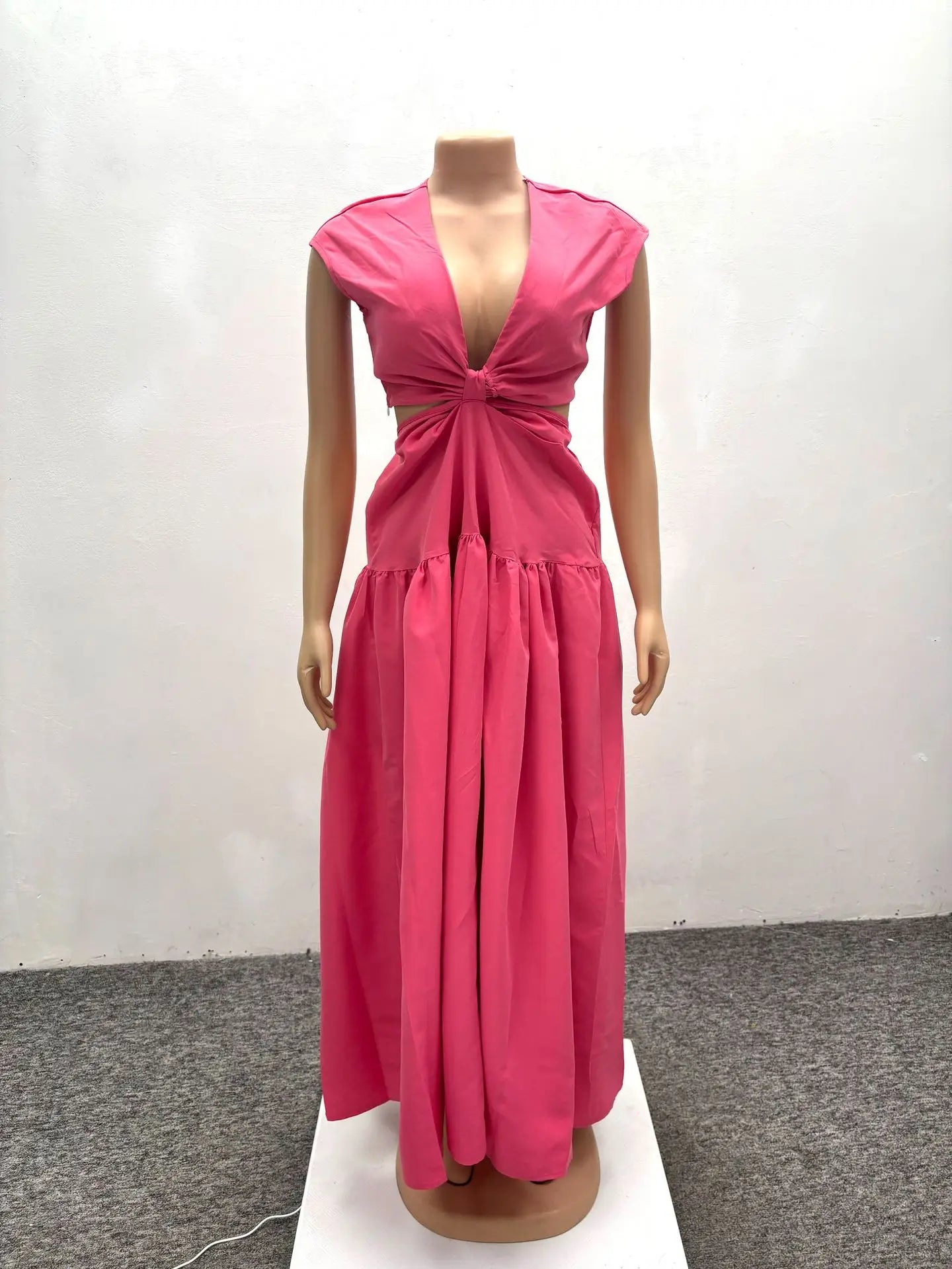 Carried Away Gathered Waist Cut Out Maxi Dress