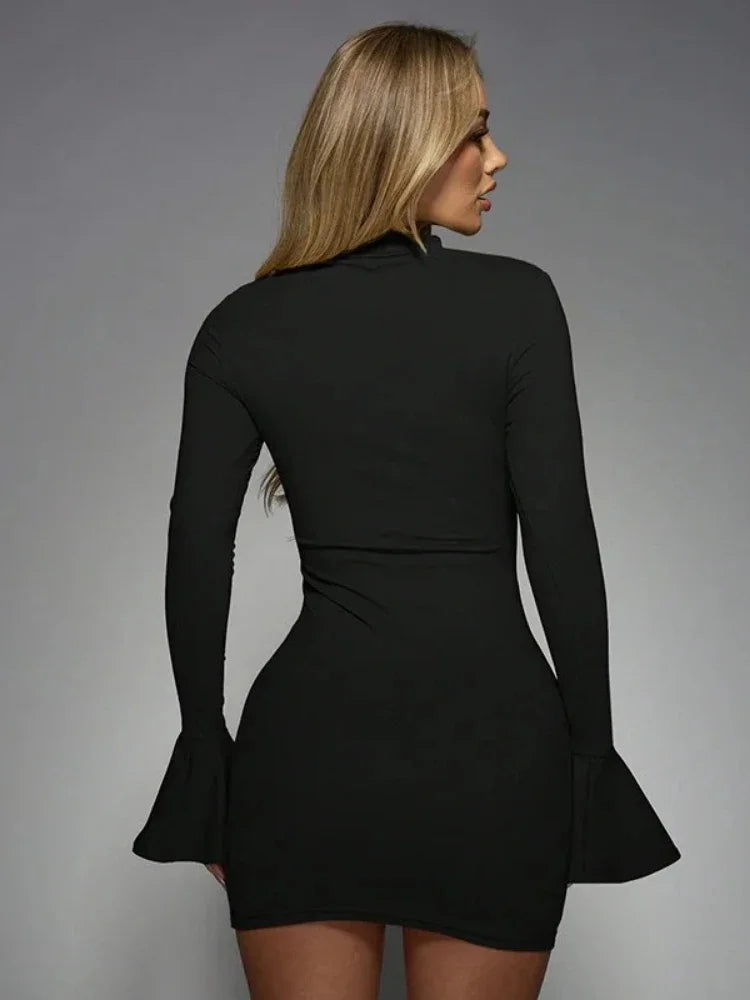 Love Language Bell Sleeve Keyhole Mini Dress