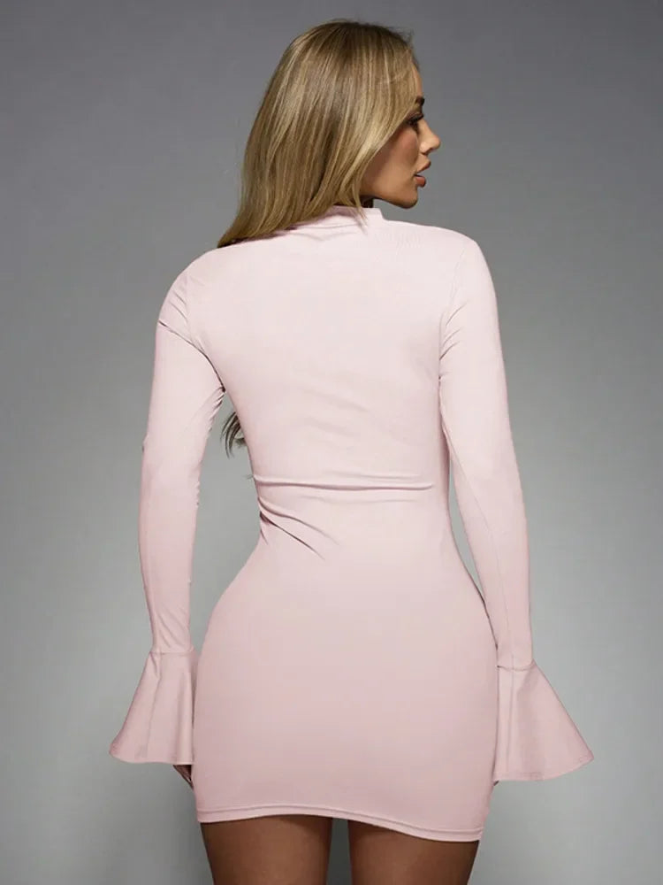Love Language Bell Sleeve Keyhole Mini Dress