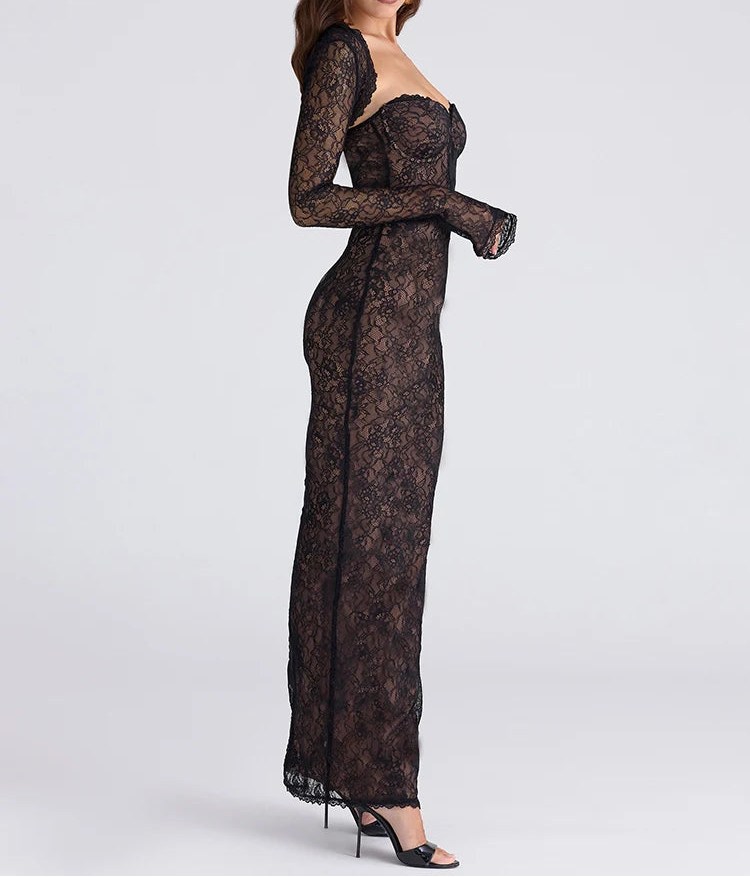 Long Story Short Lace Overlay Convertible Sleeve Dress