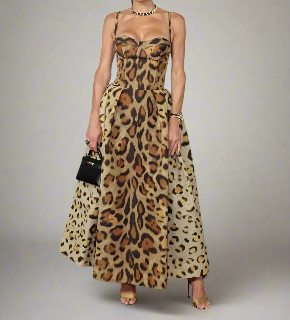 Worth Your Wild Vintage Leopard Corset Dress