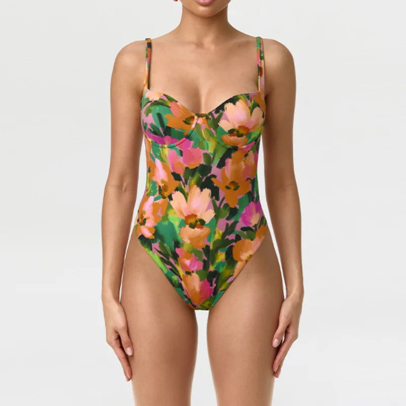 Vintage Floral Bodysuit + Capri Pants Combo