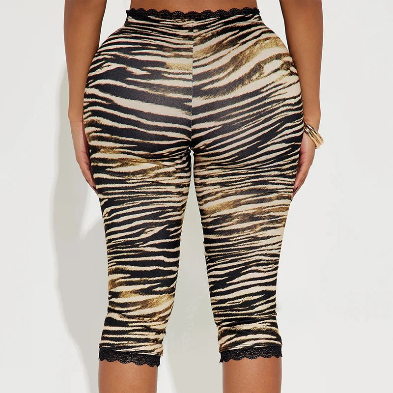 Miss Thang High Waist Lace Trim Capri Pants