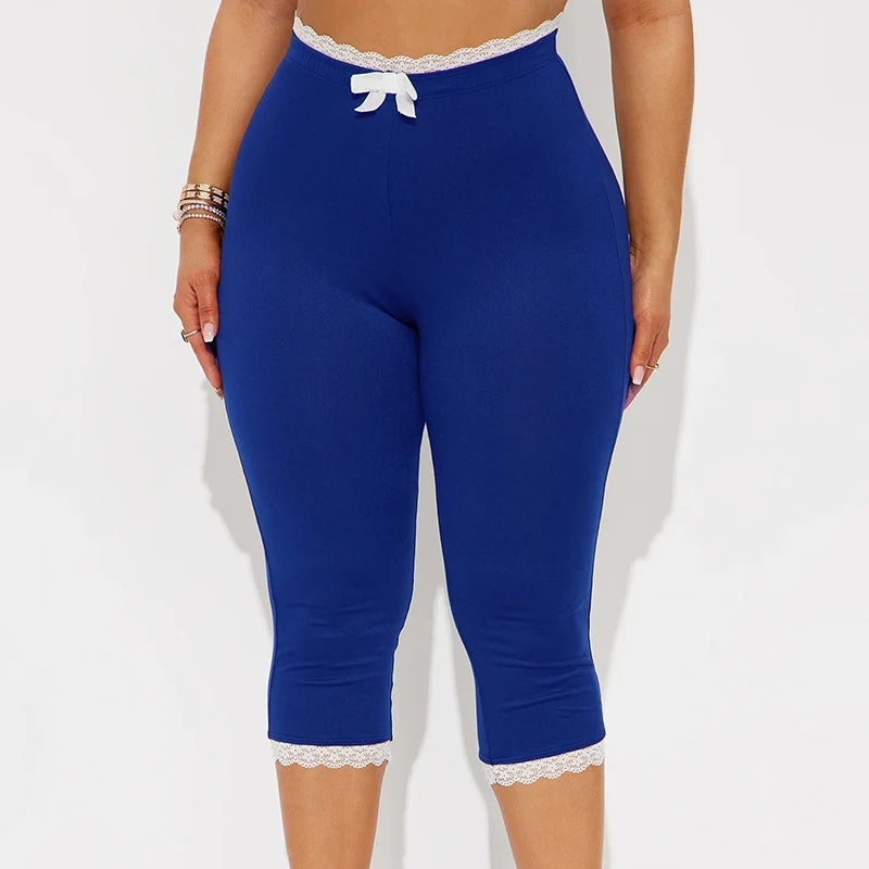Miss Thang High Waist Lace Trim Capri Pants