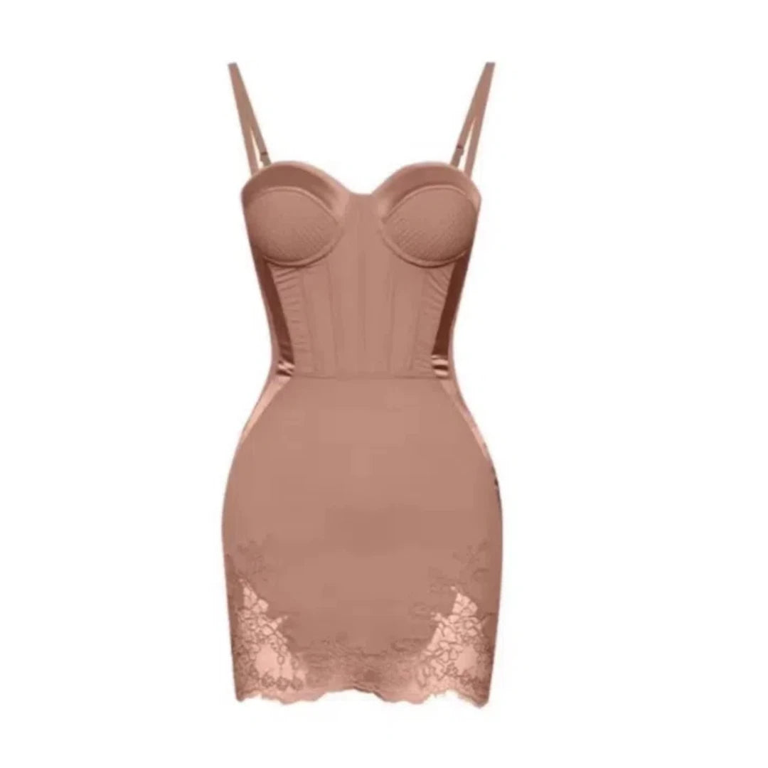 Raise the Bar Satin Trim Corset Dress