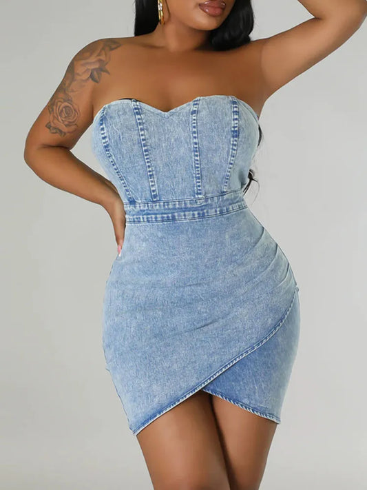 Crush Denim Wrap Dress