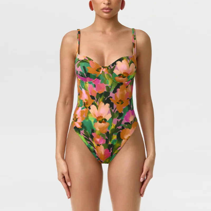 Vintage Floral Bodysuit + Capri Pants Combo