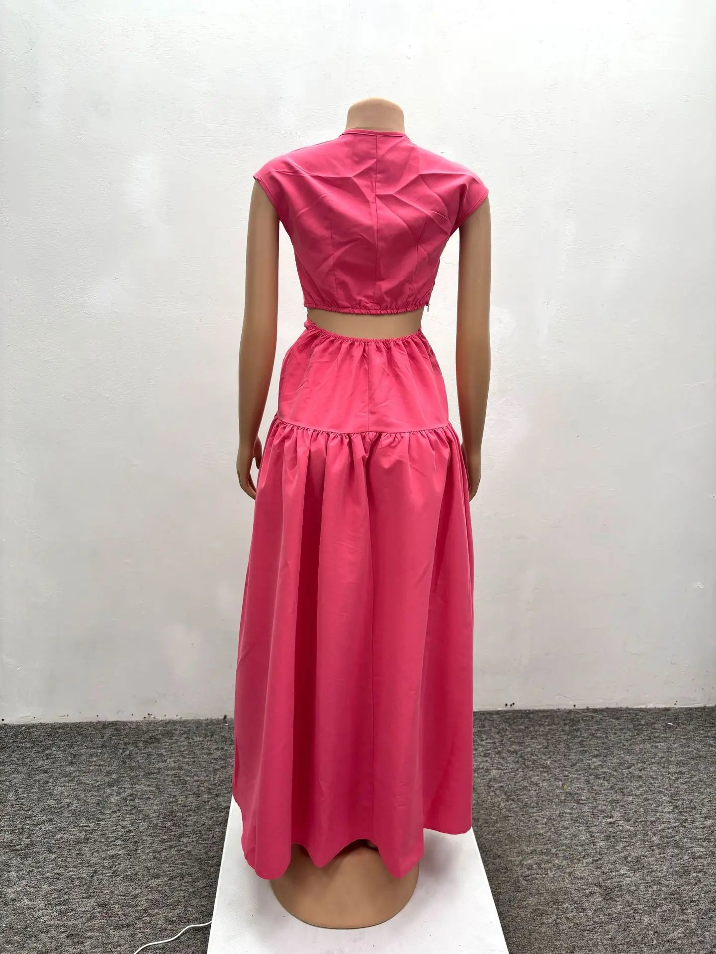 Carried Away Gathered Waist Cut Out Maxi Dress
