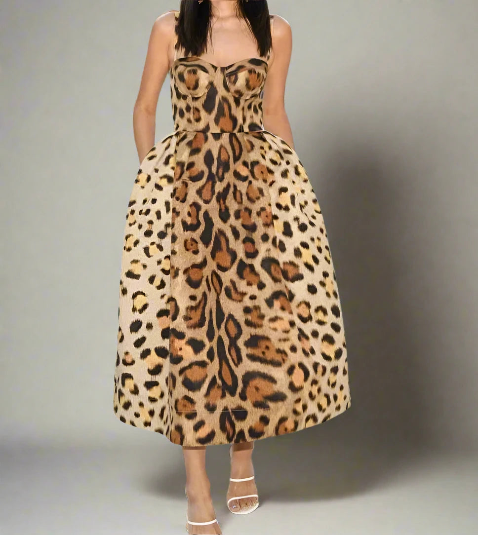 Worth Your Wild Vintage Leopard Corset Dress